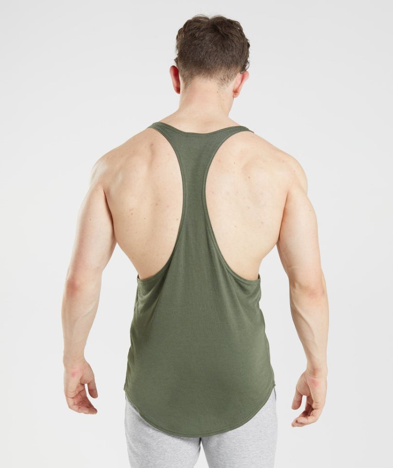 Men's Gymshark GS x David Laid Stringer Tanks Olive | NZ 3ZFEJR